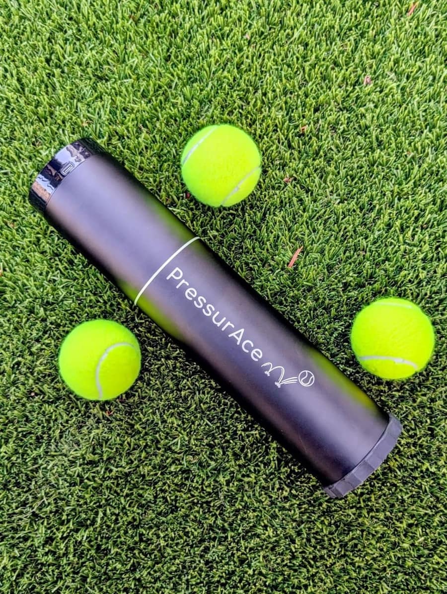 PressurAce automatic tennis ball pressurizer on tennis court
